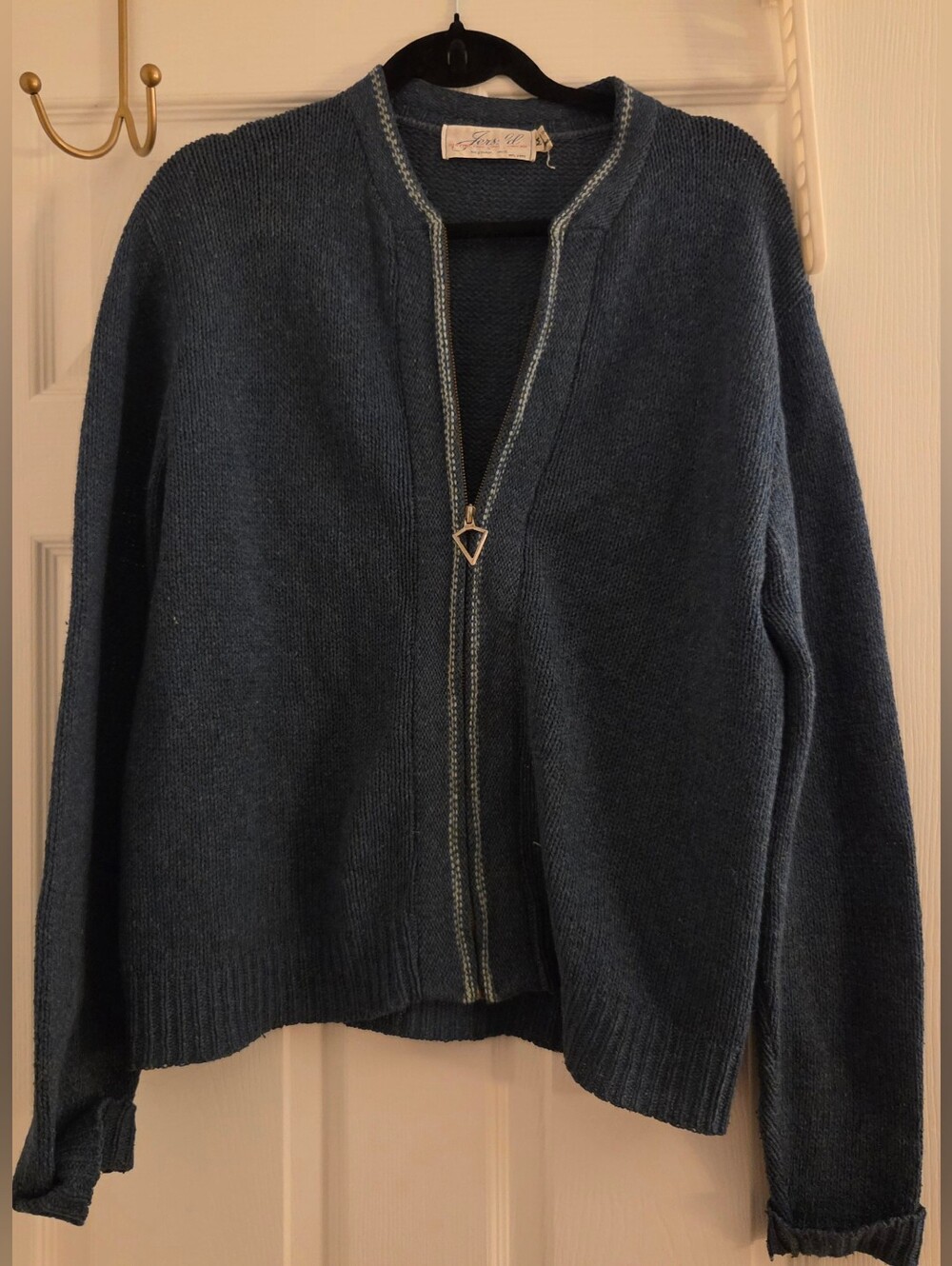 Vintage 1950s 60s Jersild Shetland Wool Zip Cardigan Sweater M Made USA